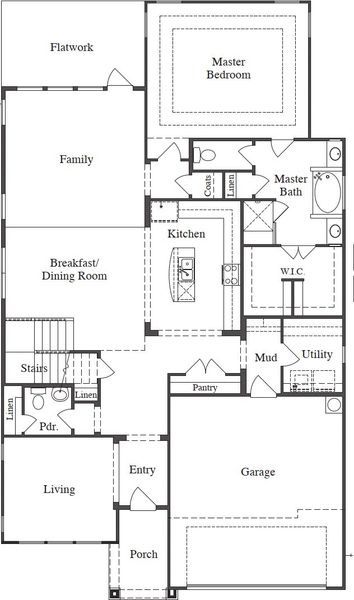 2D floor plan layout for the 3204 by Texas Homes in Ventana, Bulverde, TX (Image 3).