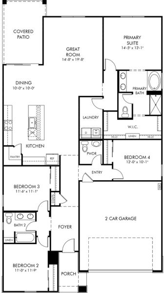 2D floor plan layout of this home in Meritage Homes by Teravalis - Reserve Series, Buckeye, AZ (Image 1). 2D floor plan layout of this home in Meritage Homes by Teravalis - Reserve Series, Buckeye, AZ (Image 1).