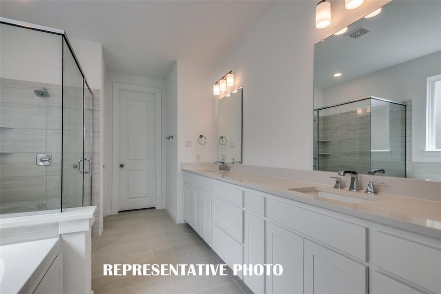 His and Her vanities offer plenty of room for two in this lovely owner's bath!  REPRESENTATIVE PHOTO