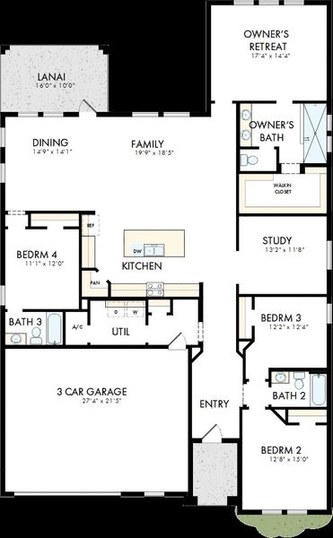 2D floor plan layout of this home in Southwind – Executive Series, Plant City, FL (Image 4).