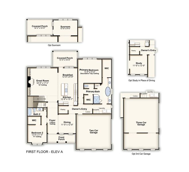 2D floor plan layout for the Bentley by Grant & Co in Manor at Hall Creek, Arlington, TN (Image 5).