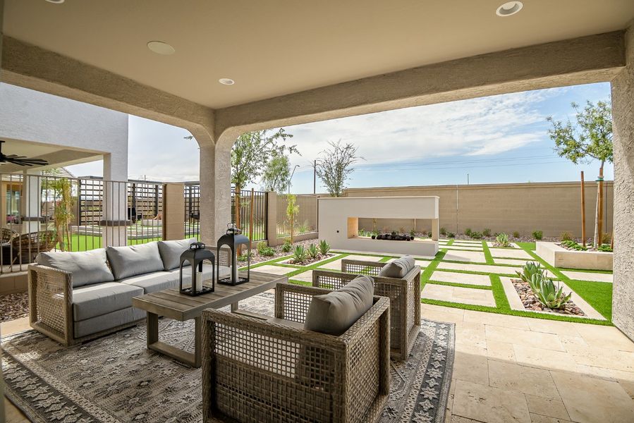 Exterior details and patio area of a home in Mesquite at North Creek, Queen Creek (Image 4). Exterior details and patio area of a home in Mesquite at North Creek, Queen Creek (Image 4).