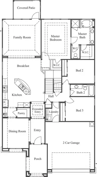 2D floor plan layout for the 2632 by Texas Homes in Ventana, Bulverde, TX (Image 3).