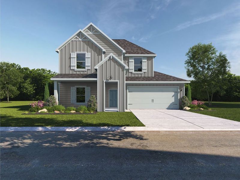 Representative exterior photo of a completed home built from the Naples by D.R. Horton in Cornerstone, Rockdale, TX (Image 2). Representative exterior photo of a completed home built from the Naples by D.R. Horton in Cornerstone, Rockdale, TX (Image 2).