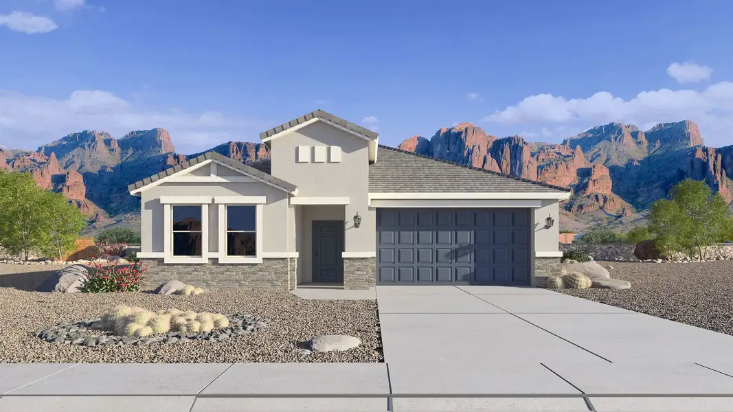 Front exterior of a home in the The Ridge at Stone Butte community, located in Phoenix, AZ (Image 1).