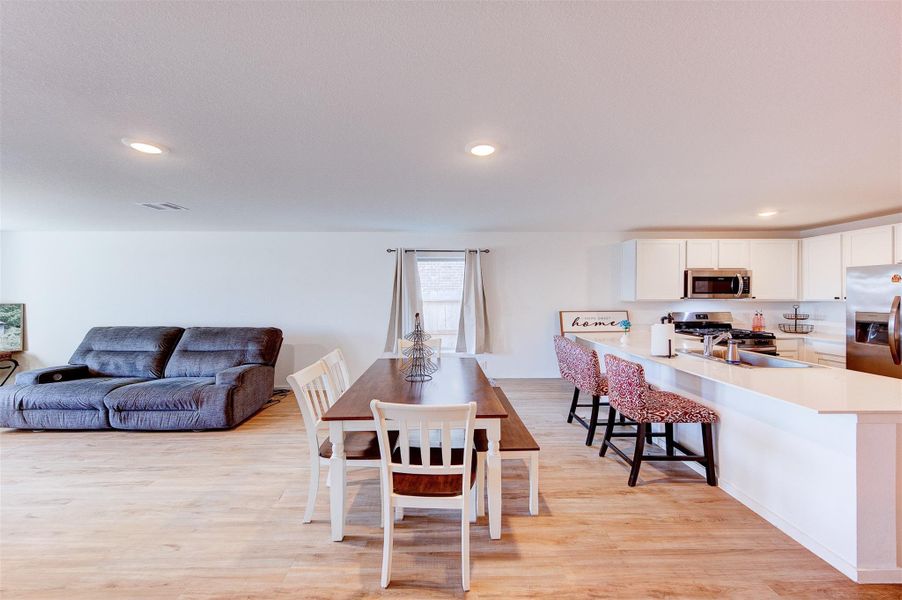 Dining room. This space could also be used to expand the living area, if you chose not to have a dining table.