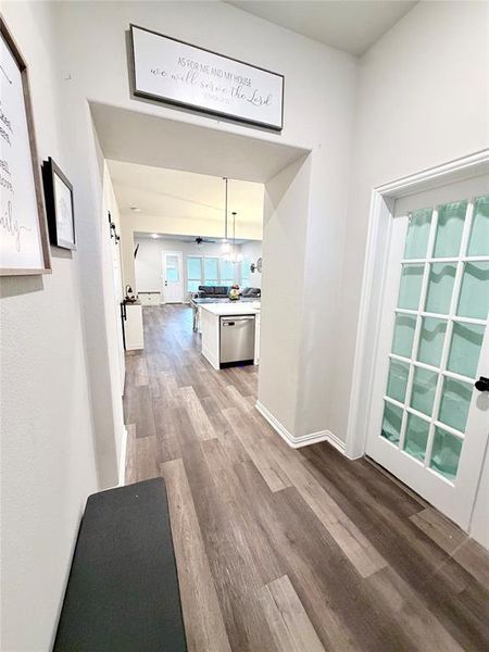 Front Entry to office and kitchen