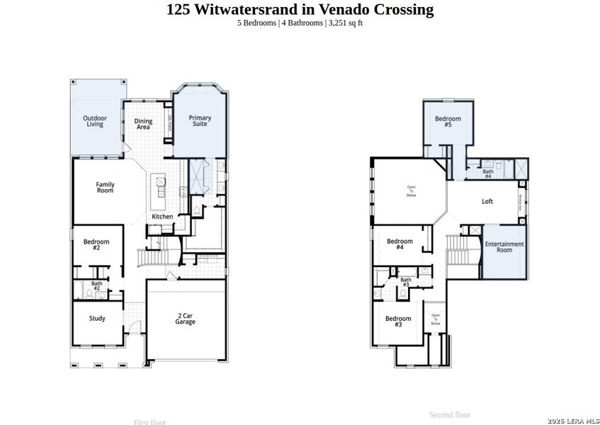 2D floor plan layout of this home in Venado Crossing, Cibolo, TX (Image 3).