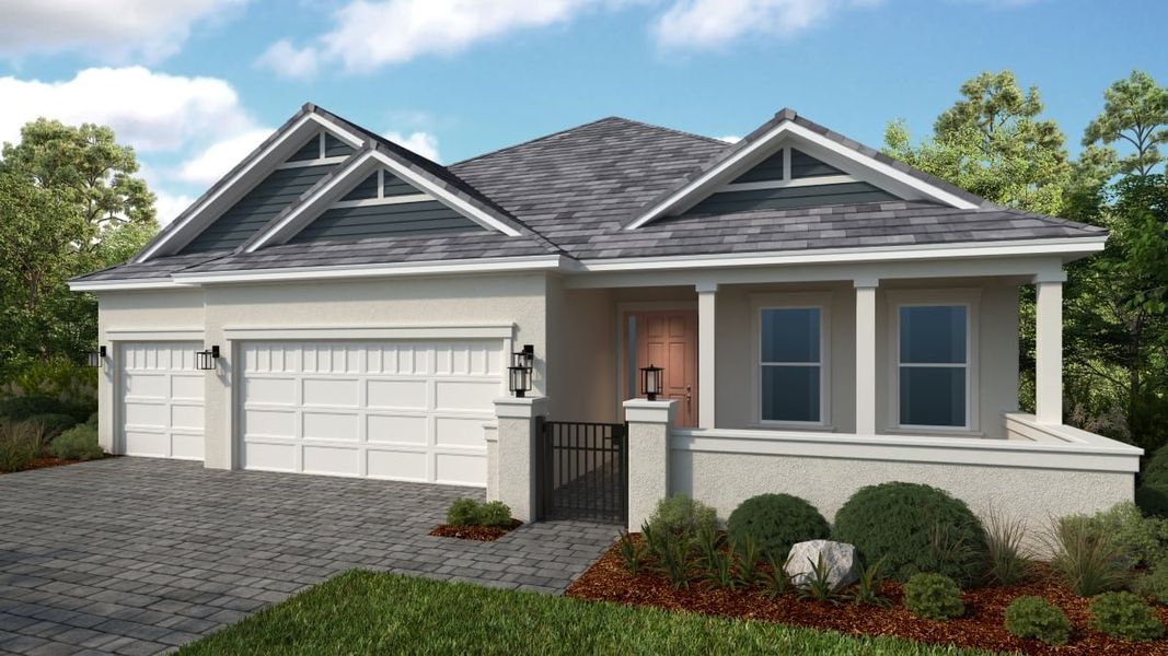 Representative exterior photo of a completed home built from the Cresta by Taylor Morrison in Esplanade at McKinnon Groves, Winter Garden, FL (Image 3).