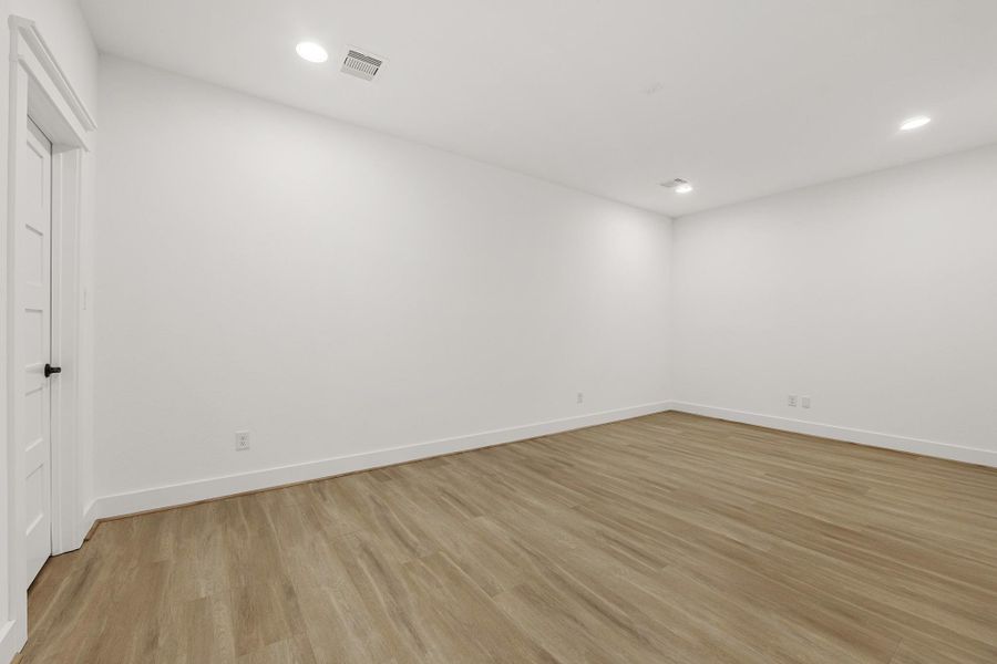 This room is sound proof and ready for the theatre style chairs, ideal for customization to include the audio closet. This room is sound proof and ready for the theatre style chairs, ideal for customization to include the audio closet.