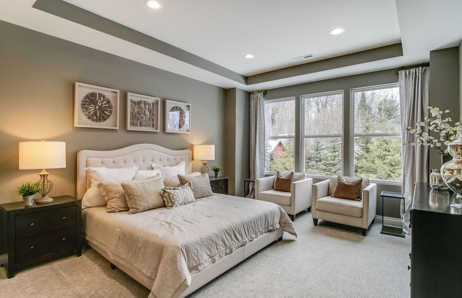 Spacious Owner's Suite with elegant tray ceiling a Spacious Owner's Suite with elegant tray ceiling a