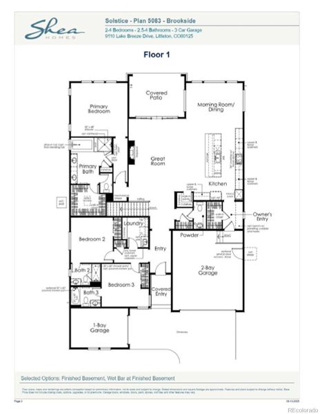 2D floor plan layout of this home in Reflection at Solstice, Littleton, CO (Image 3).