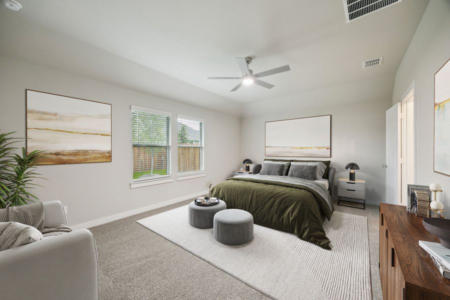 Primary Suite in the Oscar home plan by Trophy Signature Homes – REPRESENTATIVE PHOTO