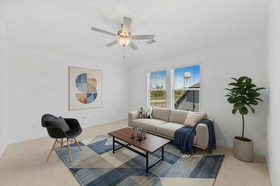 Furnished interior view inside a new home in The Colony - 45', Bastrop (Image 9).