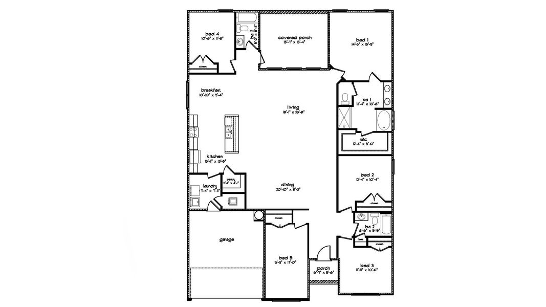 2D floor plan layout of this home in Sunny Hills, Chipley, FL (Image 3).