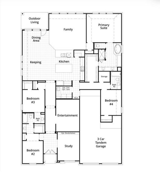 2D floor plan layout for the 216 by Highland Homes in Grange, Katy, TX (Image 5).