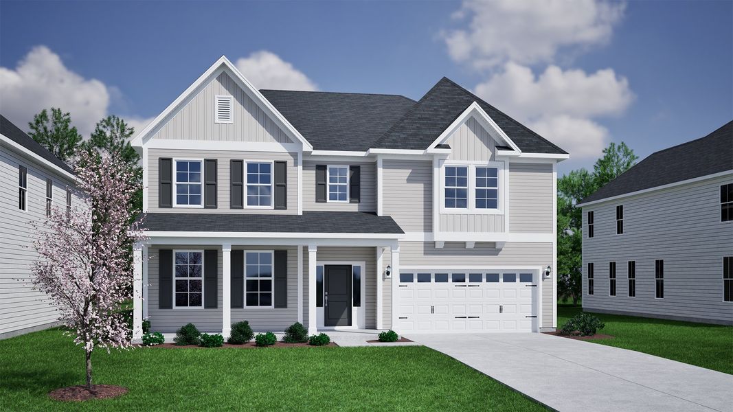 Representative exterior photo of a completed home built from the Yates II - Vanguard Collection by Mungo Homes in Scotts Hill Village, Wilmington, NC (Image 14).