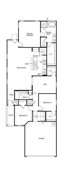 This floor plan features 3 bedrooms, 2 full baths and over 1,600 square feet of living space.