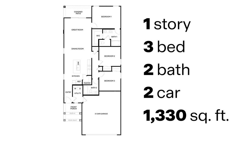 2D floor plan layout of this home in Coronet at Gladden Farms, Marana, AZ (Image 2).