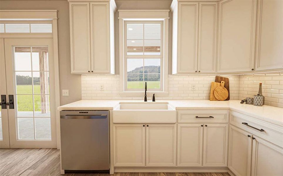 Great view of your backyard from the sink with granite counter tops