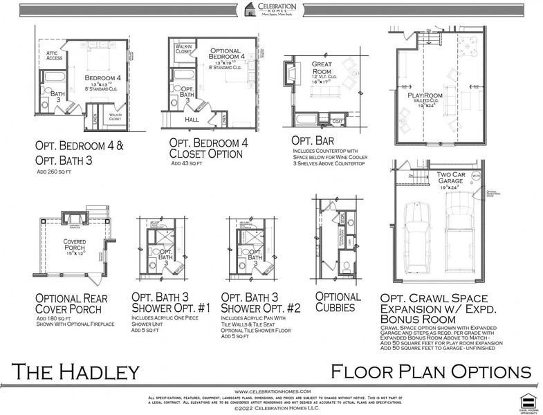2D floor plan layout for the Hadley by Celebration Homes in Harvest Point, Spring Hill, TN (Image 7).