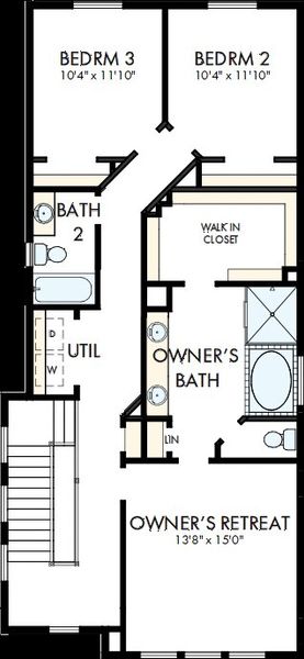 2D floor plan layout of this home in Bridgeland Central: Emerald Heights - Cottages Row Collection, Cypress, TX (Image 4). 2D floor plan layout of this home in Bridgeland Central: Emerald Heights - Cottages Row Collection, Cypress, TX (Image 4).
