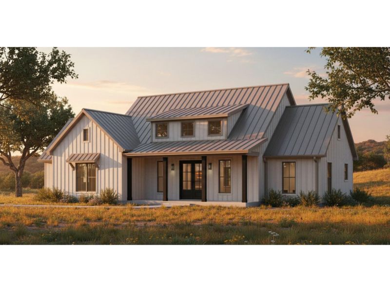 Front exterior of a new home in , Fredericksburg, TX, highlighting curb appeal (Image 1). Front exterior of a new home in , Fredericksburg, TX, highlighting curb appeal (Image 1).