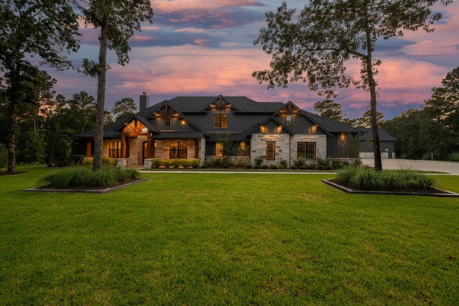 Front exterior of a new home in , Montgomery, TX, highlighting curb appeal (Image 22). Front exterior of a new home in , Montgomery, TX, highlighting curb appeal (Image 22).