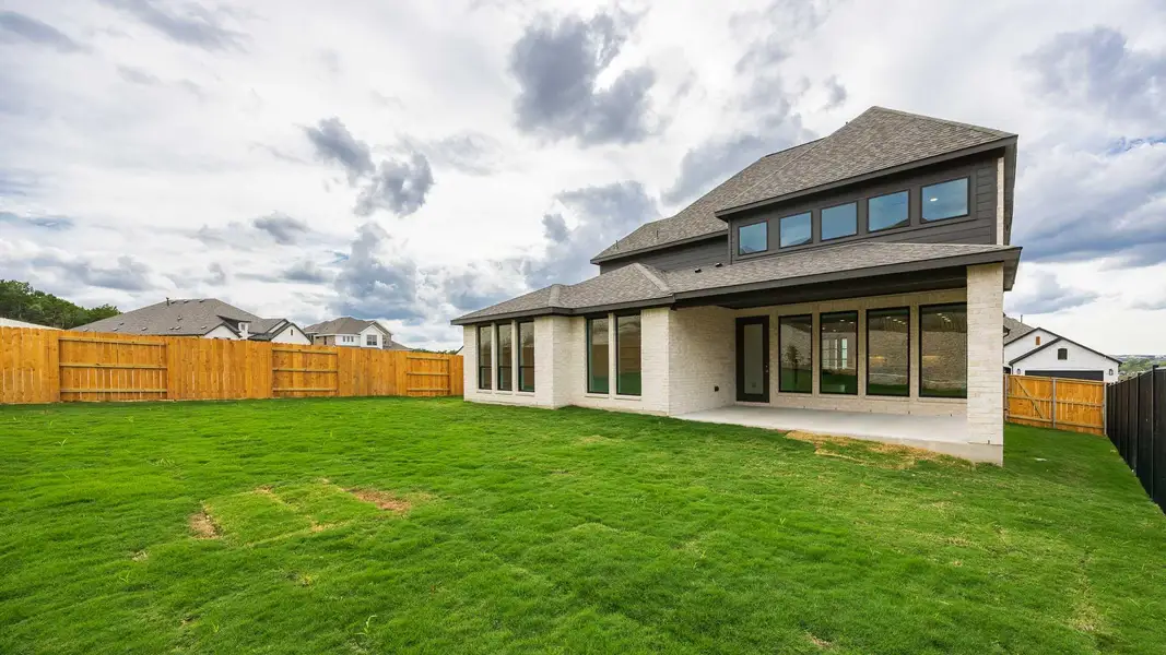 Exterior details and patio area of a home in Palmera Ridge 60', Leander (Image 3). Exterior details and patio area of a home in Palmera Ridge 60', Leander (Image 3).
