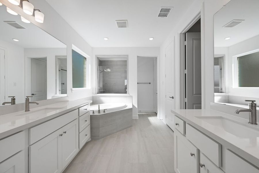 Furnished interior view inside a new home in South Oak 60s, Lakewood Village (Image 4). Furnished interior view inside a new home in South Oak 60s, Lakewood Village (Image 4).