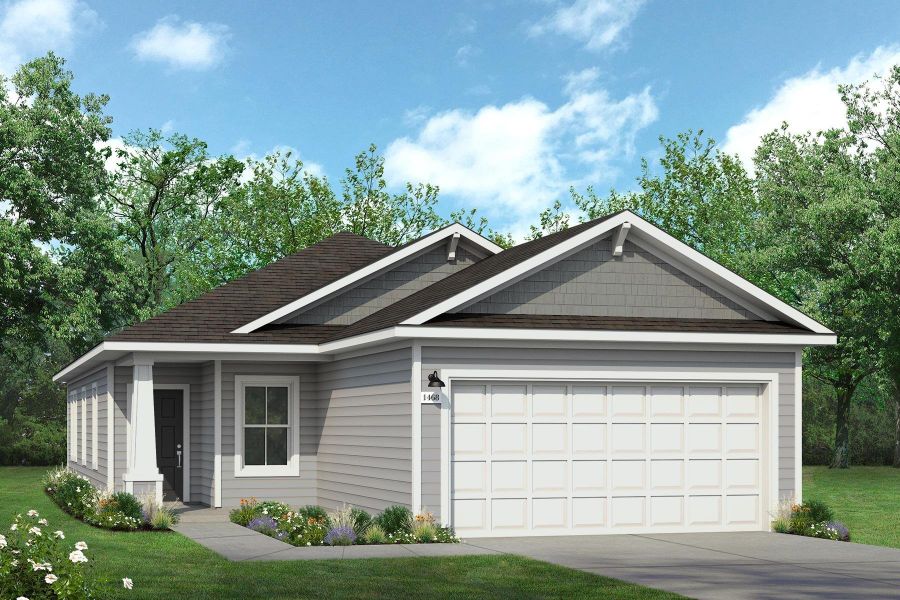 View of front of property with an attached garage, driveway, and a front yard View of front of property with an attached garage, driveway, and a front yard