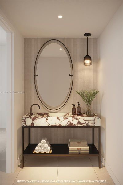 Furnished interior view inside a new home in 2200 Brickell, Miami (Image 2).