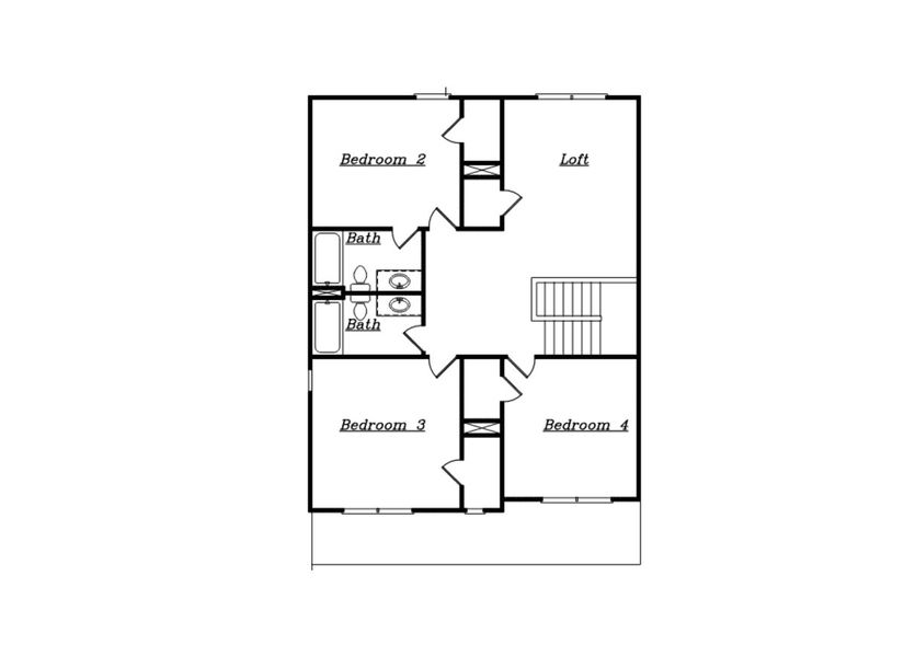 2D floor plan layout for the (SC) The Brooks | Front Entry by Reliant Homes in Cherokee Knoll, Williamston, SC (Image 4). 2D floor plan layout for the (SC) The Brooks | Front Entry by Reliant Homes in Cherokee Knoll, Williamston, SC (Image 4).