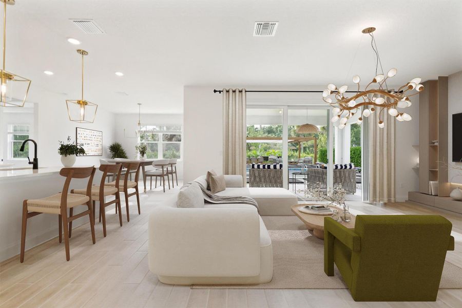 Furnished interior view inside a new home in Hampton Park - Signature Series, Vero Beach (Image 5). Furnished interior view inside a new home in Hampton Park - Signature Series, Vero Beach (Image 5).