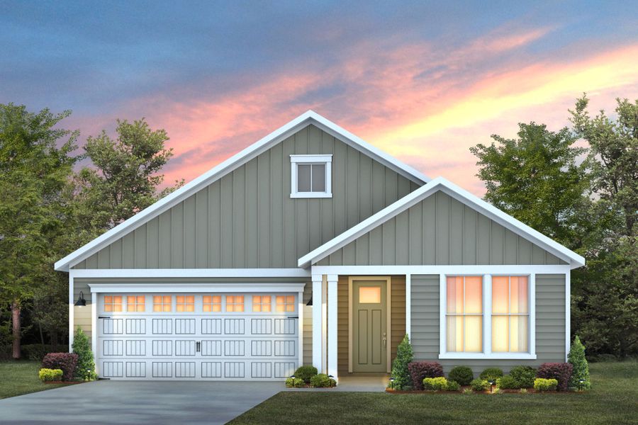 Front exterior of a new home in Del Webb Wilmington at Mallory Creek, Leland, NC, highlighting curb appeal (Image 21).