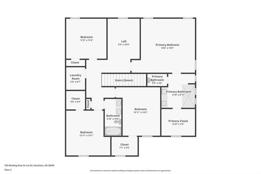2D floor plan layout of this home in Rosewood Lake Estates, Hoschton, GA (Image 6).