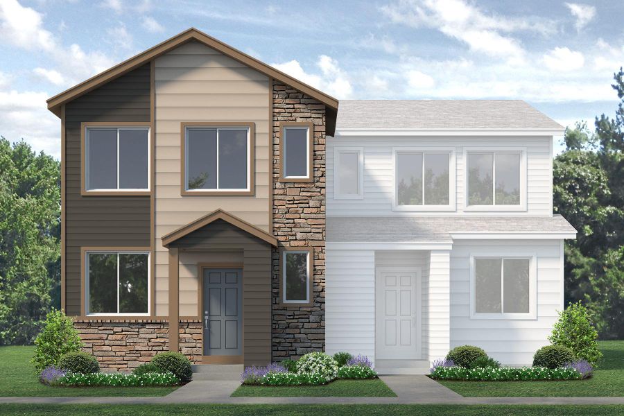 Representative exterior photo of a completed home built from the Biscayne by Landsea Homes in Pintail Commons at Johnstown Village, Johnstown, CO (Image 15).