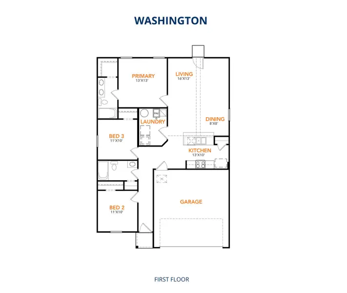 2D floor plan layout for the Washington by National HomeCorp in Forest Ridge, Edgefield, SC (Image 3). 2D floor plan layout for the Washington by National HomeCorp in Forest Ridge, Edgefield, SC (Image 3).