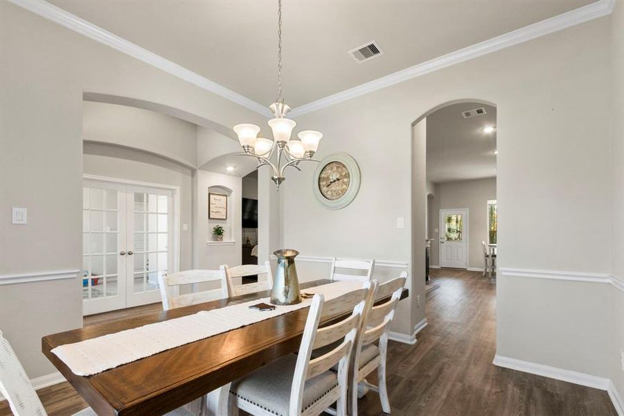 Formal dining room off to the right of the entry.