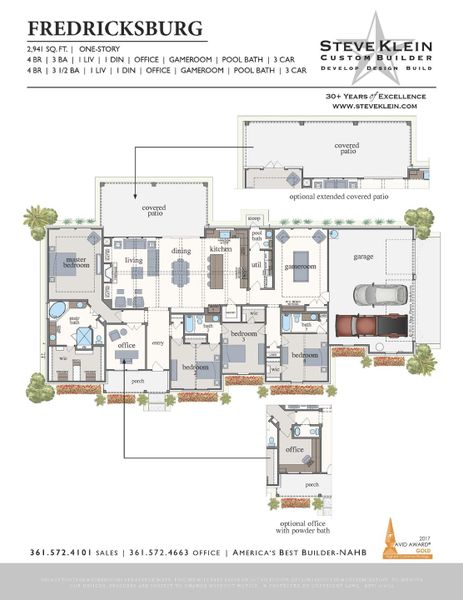 2D floor plan layout for the Fredricksburg by Steve Klein Custom Builder in Escalera Ranch 1833, Victoria, TX (Image 3). 2D floor plan layout for the Fredricksburg by Steve Klein Custom Builder in Escalera Ranch 1833, Victoria, TX (Image 3).