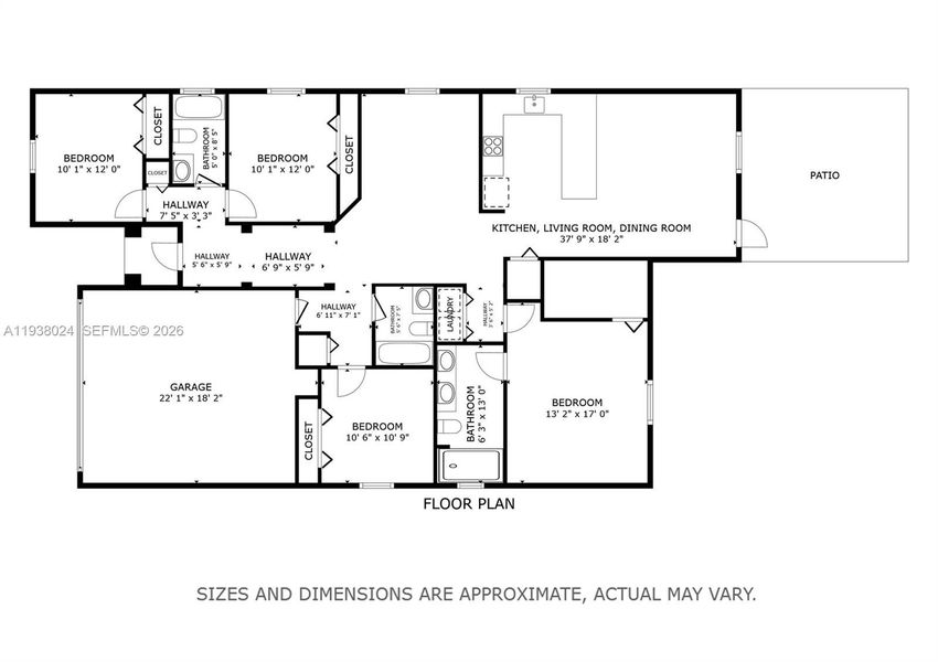 2D floor plan layout of this home in , Homestead, FL (Image 5). 2D floor plan layout of this home in , Homestead, FL (Image 5).
