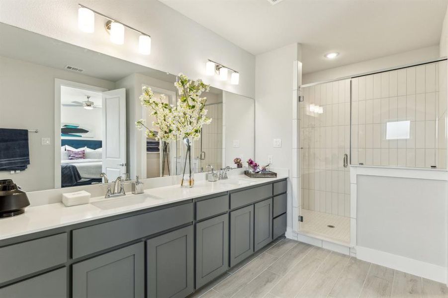 Furnished interior view inside a new home in Merion at Midtown Park, Dallas (Image 13). Furnished interior view inside a new home in Merion at Midtown Park, Dallas (Image 13).