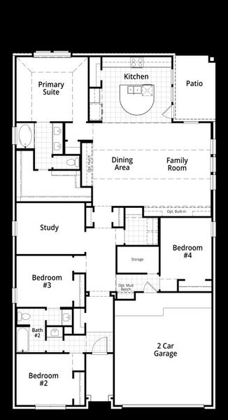 2D floor plan layout for the Monet by Highland Homes in Sonoma Verde: 60ft. lots, McLendon-Chisholm, TX (Image 6).