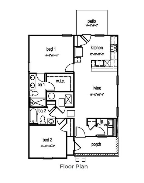 2D floor plan layout for the Perry by D.R. Horton in The Park at Wilkinson, Orangeburg, SC (Image 3).