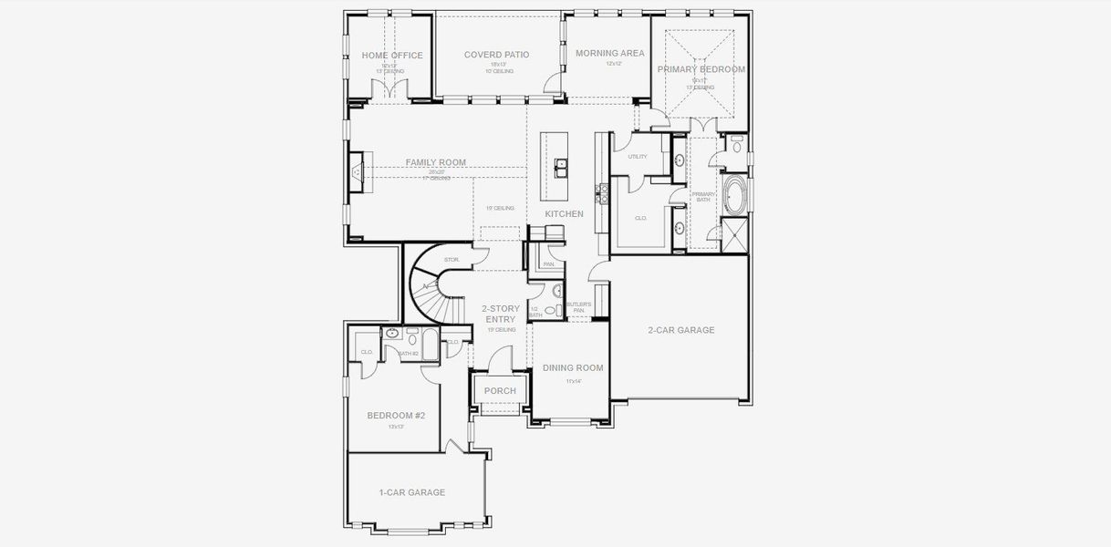 2D floor plan layout for the 4036W by Perry Homes in Terraces 72', Rockwall, TX (Image 3). 2D floor plan layout for the 4036W by Perry Homes in Terraces 72', Rockwall, TX (Image 3).