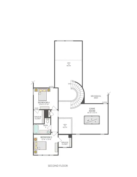 2D floor plan layout of this home in Lagos Reserve, Manor, TX (Image 3).