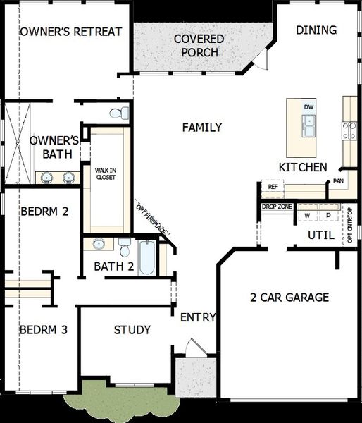 2D floor plan layout of this home in Sunfield, Buda, TX (Image 2). 2D floor plan layout of this home in Sunfield, Buda, TX (Image 2).