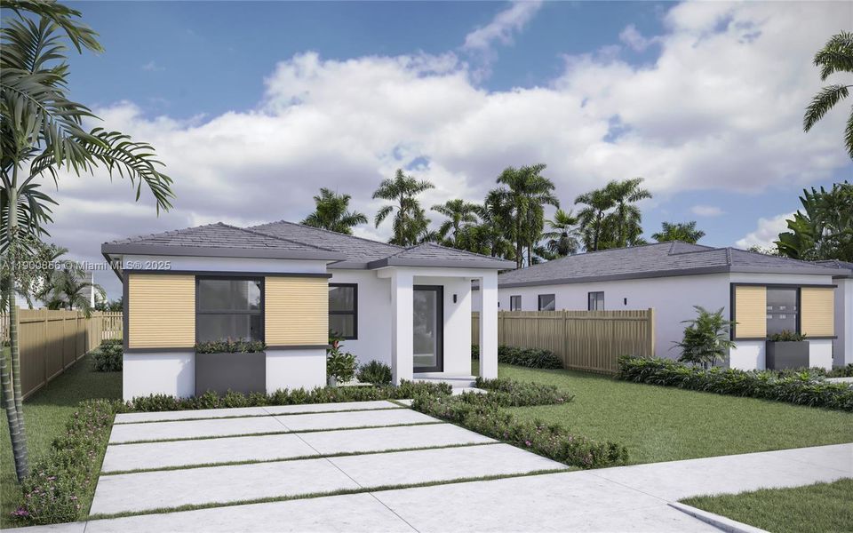 Front exterior of a new home in , Miami, FL, highlighting curb appeal (Image 9). Front exterior of a new home in , Miami, FL, highlighting curb appeal (Image 9).