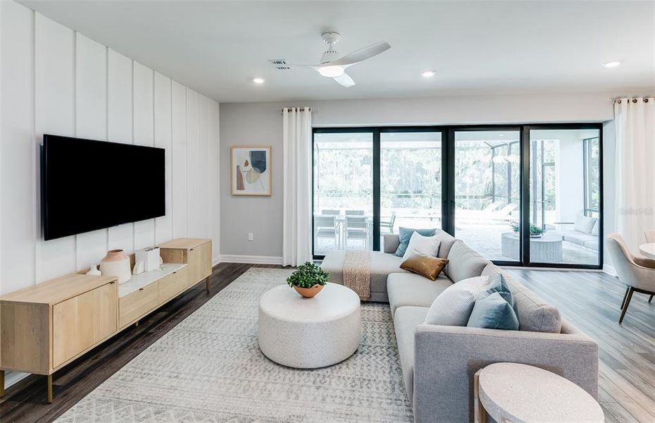Furnished interior view inside a new home in The Strand at Cedar Grove, North Port (Image 5). Furnished interior view inside a new home in The Strand at Cedar Grove, North Port (Image 5).