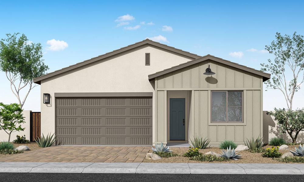 Representative exterior photo of a completed home built from the Catalina Plan 3510 by Tri Pointe Homes in Arietta at Soleo, Queen Creek, AZ (Image 5).